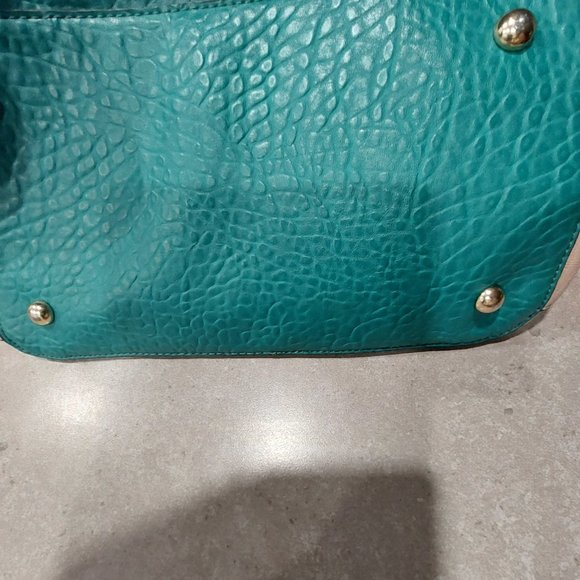 MELIE BIANCO "Leslie" Vegan Leather Handbag - Green/Yellow/Beige - Size Medium - Picture 9 of 10